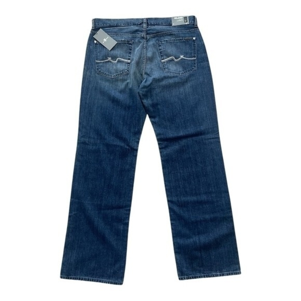 7 FOR ALL MANKIND Blue Denim Cotton Relaxed Fit Straight Leg Men Jeans 36x34 NWT - Picture 4 of 6